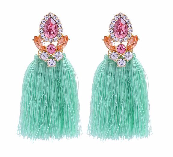 Mint Tassel Earrings