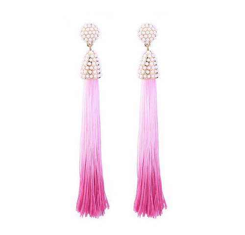 Pink and Pearls Tassel Earrings