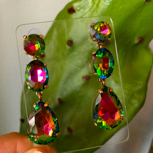 Green Diamond Drop Earrings