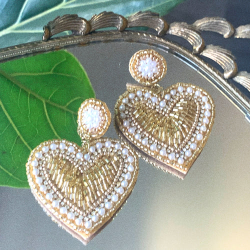 Beaded Heart Earrings