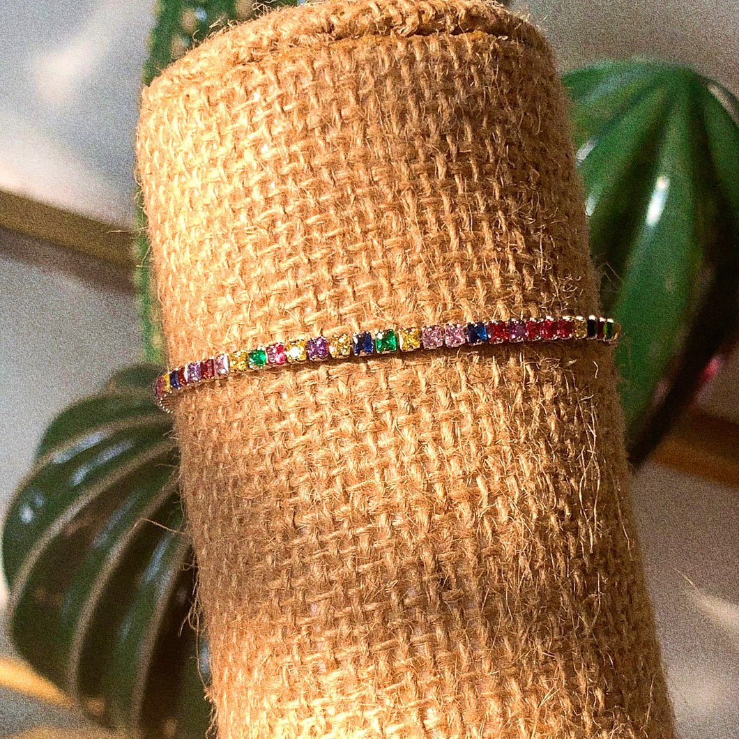 Silver Colorful Rhinestone Bracelet